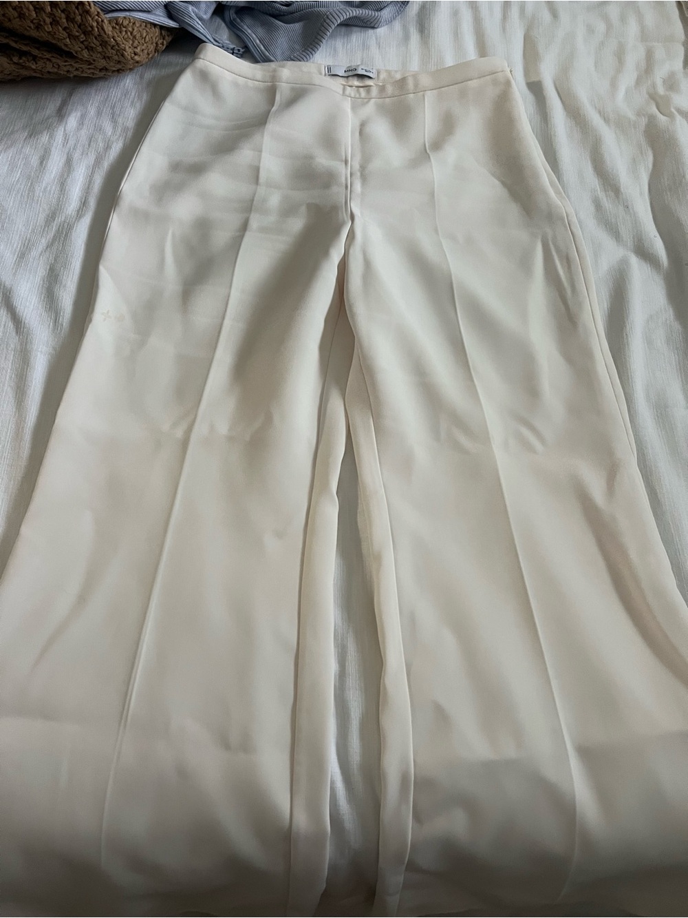 Mango Cream Wide-Leg Dress Trousers